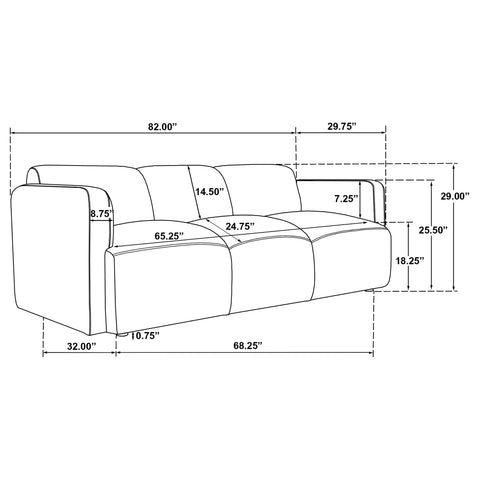 Amador Fabric Upholstered Round Track Arm Sofa Brown