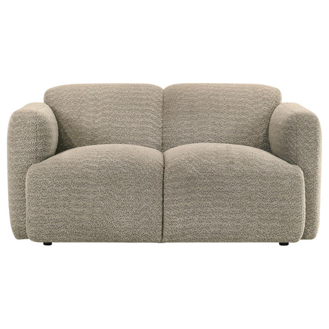 Amador Fabric Upholstered Round Track Arm Loveseat Brown