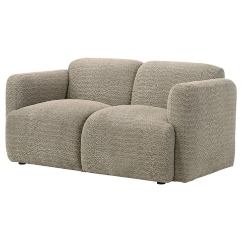 Amador Fabric Upholstered Round Track Arm Loveseat Brown