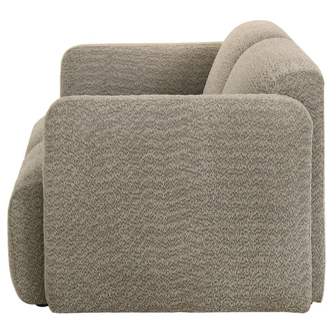 Amador Fabric Upholstered Round Track Arm Loveseat Brown