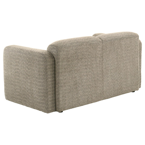 Amador Fabric Upholstered Round Track Arm Loveseat Brown