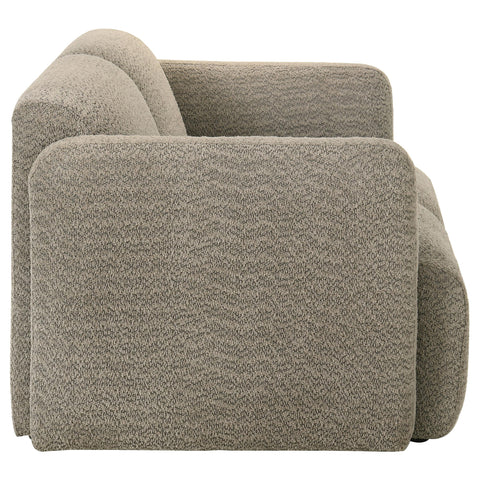 Amador Fabric Upholstered Round Track Arm Loveseat Brown