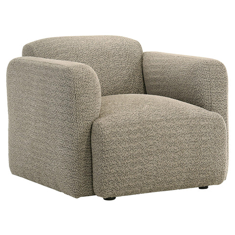 Amador Fabric Upholstered Round Track Arm Accent Chair Brown