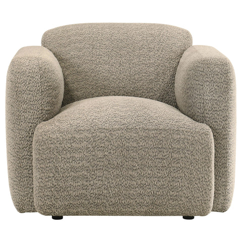 Amador Fabric Upholstered Round Track Arm Accent Chair Brown