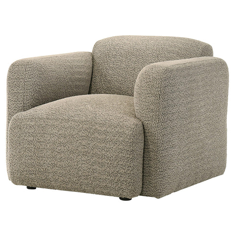 Amador Fabric Upholstered Round Track Arm Accent Chair Brown
