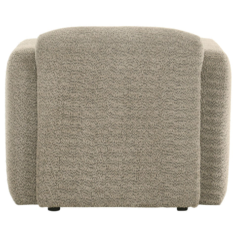Amador Fabric Upholstered Round Track Arm Accent Chair Brown