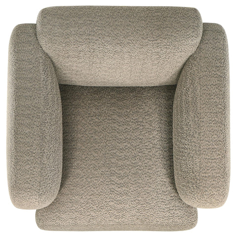 Amador Fabric Upholstered Round Track Arm Accent Chair Brown