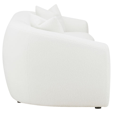 Tobias 2-piece Faux Sheepskin Upholstered Sofa Set NaturalIvory