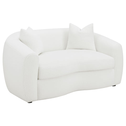 Tobias Faux Sheepskin Upholstered Loveseat NaturalIvory