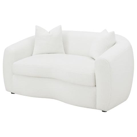 Tobias Faux Sheepskin Upholstered Loveseat NaturalIvory