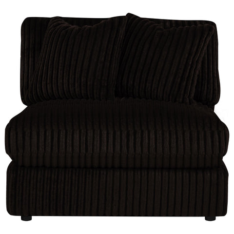 Ruth Corduroy Armless Chair with Reversible Cushions Chocolate Brown