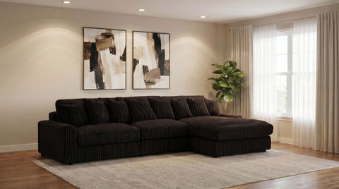 Ruth Corduroy Armless Chair with Reversible Cushions Chocolate Brown