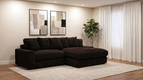 Ruth 2-Piece Corduroy Reversible Chaise Sectional Sofa Chocolate Brown