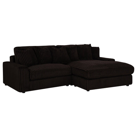 Ruth 2-Piece Corduroy Reversible Chaise Sectional Sofa Chocolate Brown