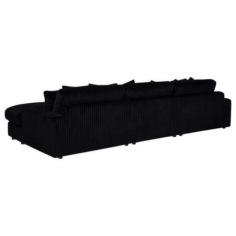 Ruth 3-Piece Corduroy Reversible Chaise Sectional Sofa Black