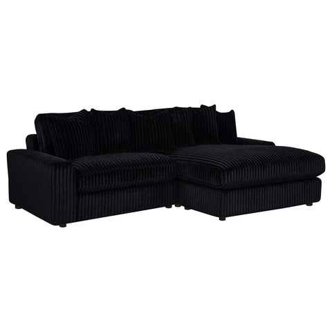 Ruth 2-Piece Corduroy Reversible Chaise Sectional Sofa Black