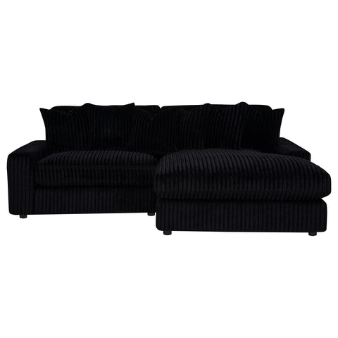 Ruth 2-Piece Corduroy Reversible Chaise Sectional Sofa Black