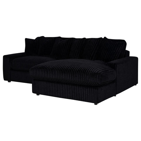 Ruth 2-Piece Corduroy Reversible Chaise Sectional Sofa Black