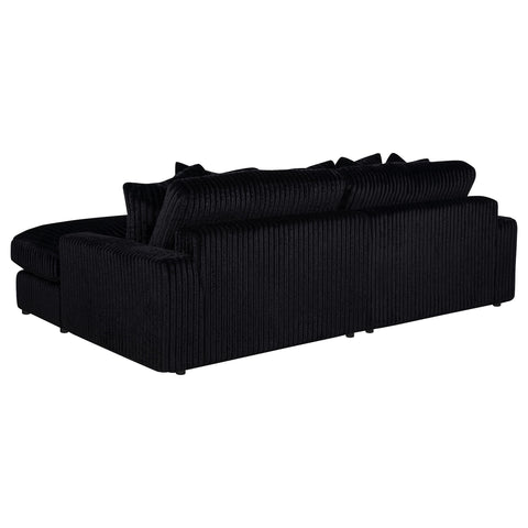 Ruth 2-Piece Corduroy Reversible Chaise Sectional Sofa Black