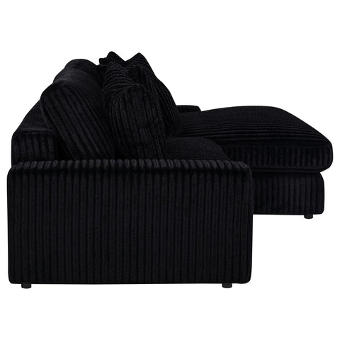 Ruth 2-Piece Corduroy Reversible Chaise Sectional Sofa Black