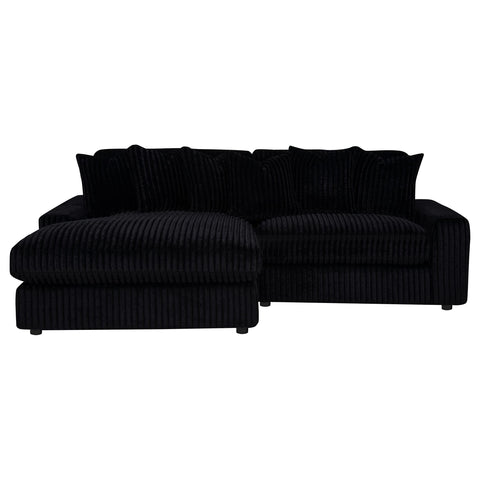 Ruth 2-Piece Corduroy Reversible Chaise Sectional Sofa Black