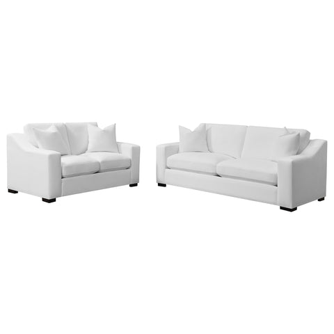 Mercer 2-piece Upholstered Sloped Arm Sofa Set WhiteWhite