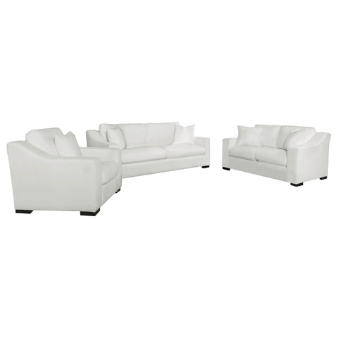Mercer 3-piece Upholstered Sloped Arm Sofa Set WhiteWhite