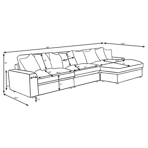 Winchester Upholstered Reversible Chaise Sectional Sofa Sand