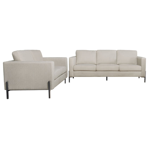 Carlos 2-piece Upholstered Track Arm Sofa Set OatmealOatmeal