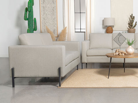 Carlos Upholstered Track Arm Loveseat OatmealOatmeal