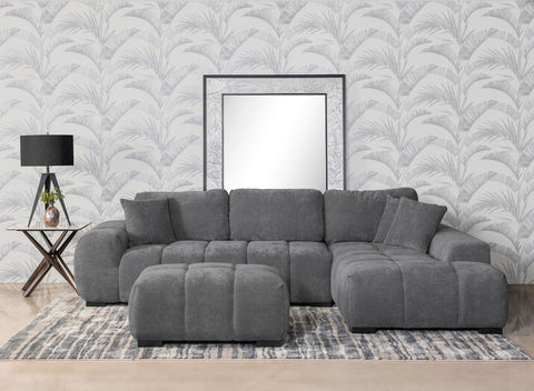 Ochanko Upholstered Sectional Chaise Sofa Charcoal Grey