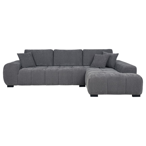 Ochanko Upholstered Sectional Chaise Sofa Charcoal Grey