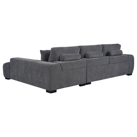 Ochanko Upholstered Sectional Chaise Sofa Charcoal Grey