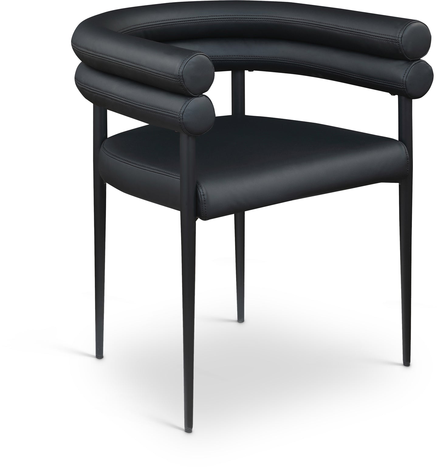 calais black vegan leather dining chair