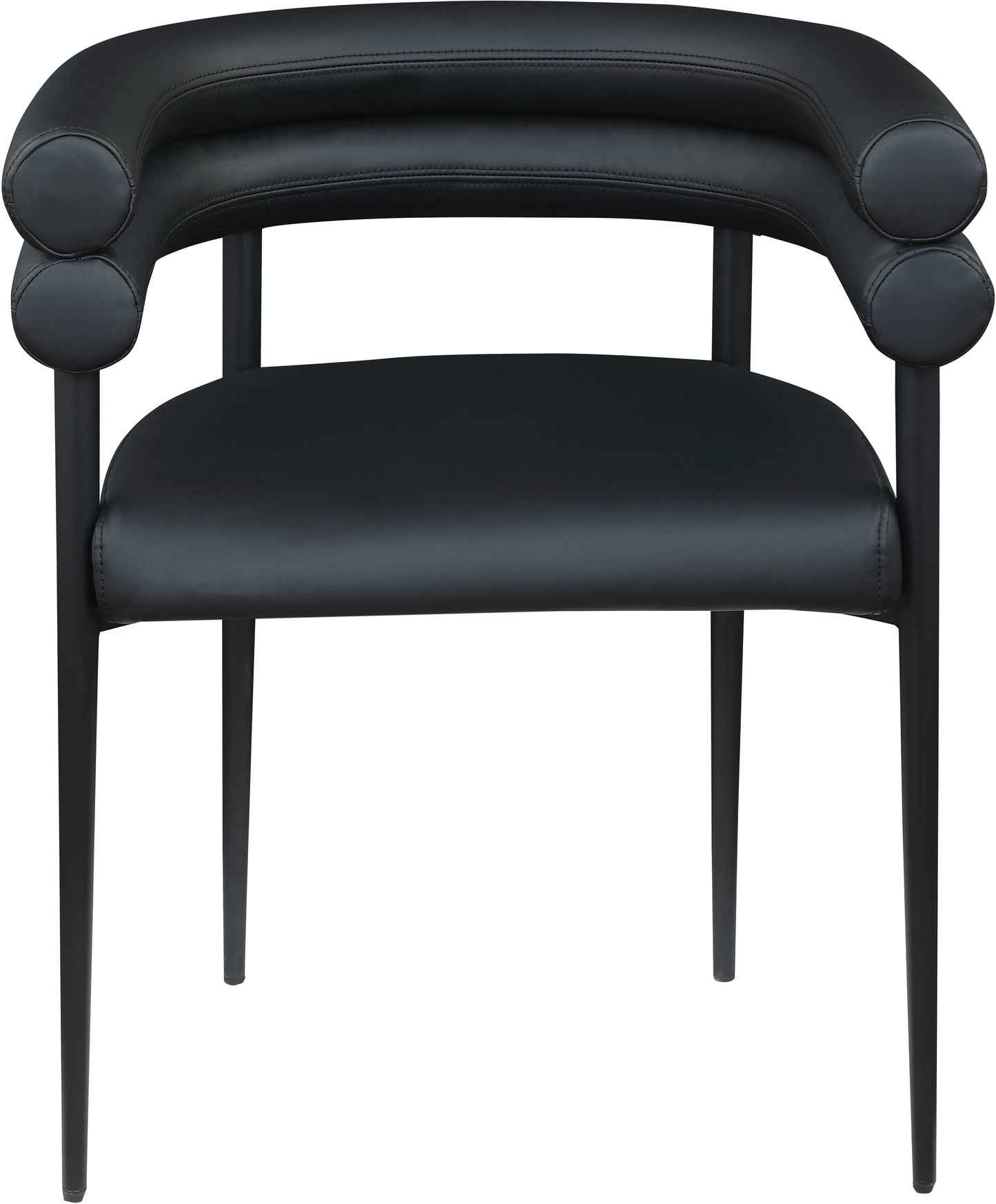 calais black vegan leather dining chair