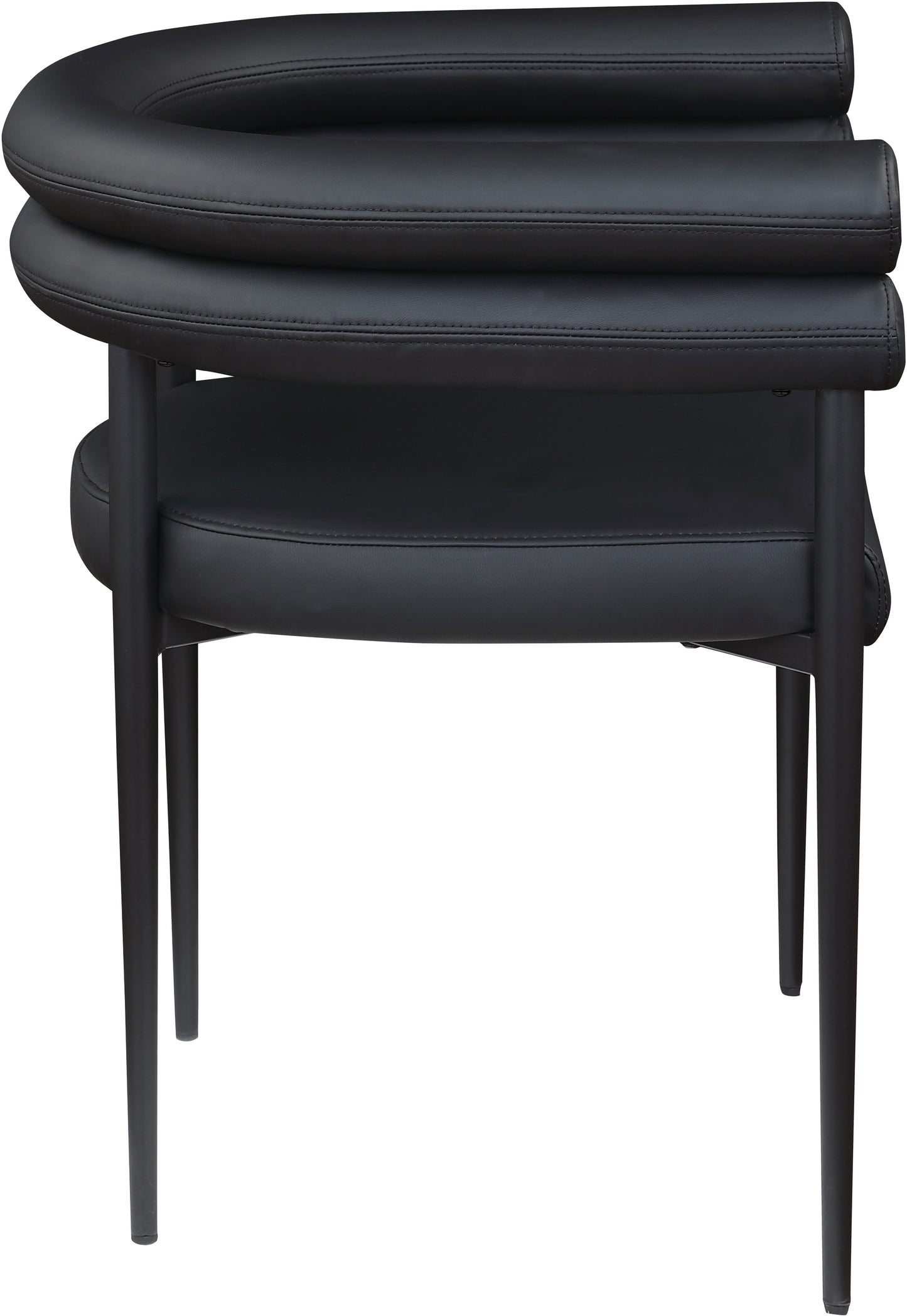 calais black vegan leather dining chair