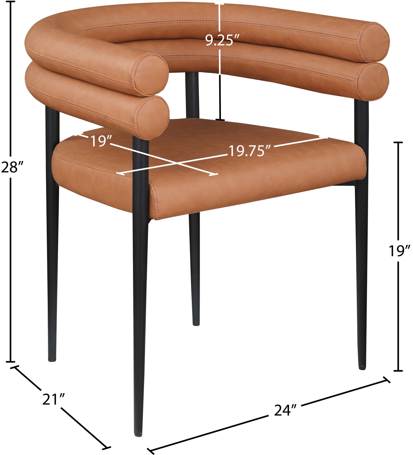 calais cognac vegan leather dining chair