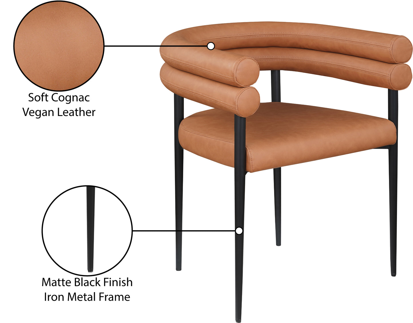 calais cognac vegan leather dining chair