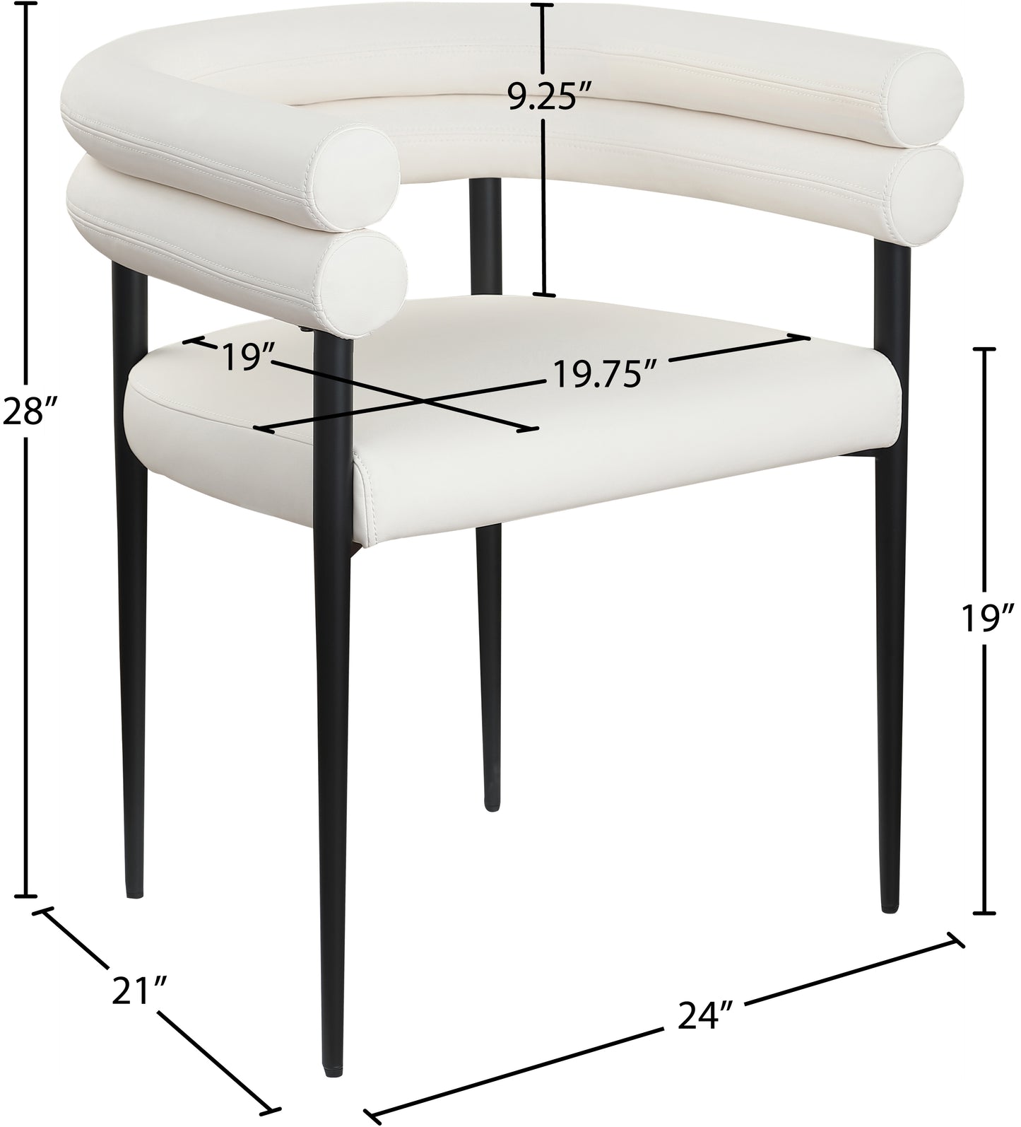 calais cream vegan leather dining chair