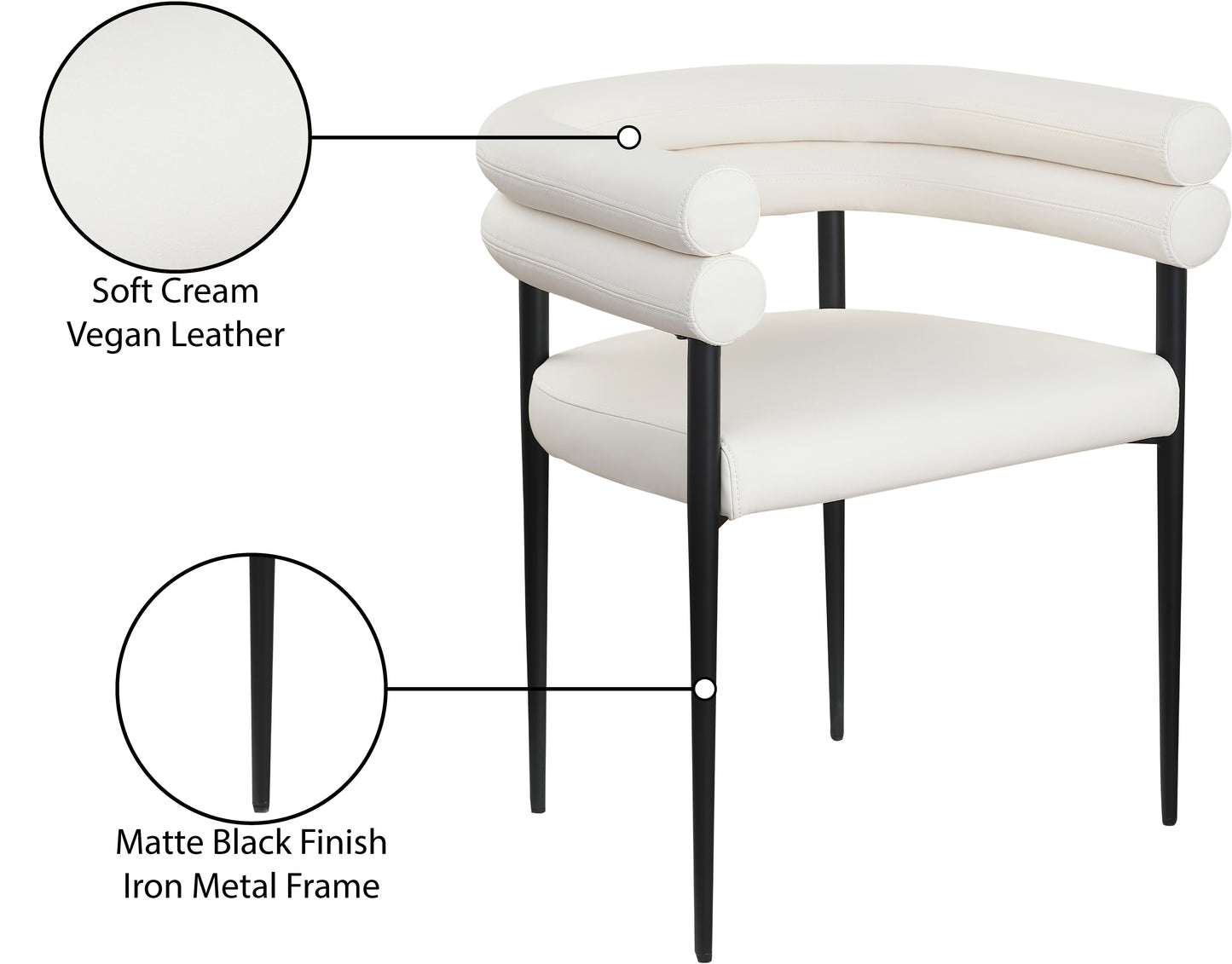 calais cream vegan leather dining chair