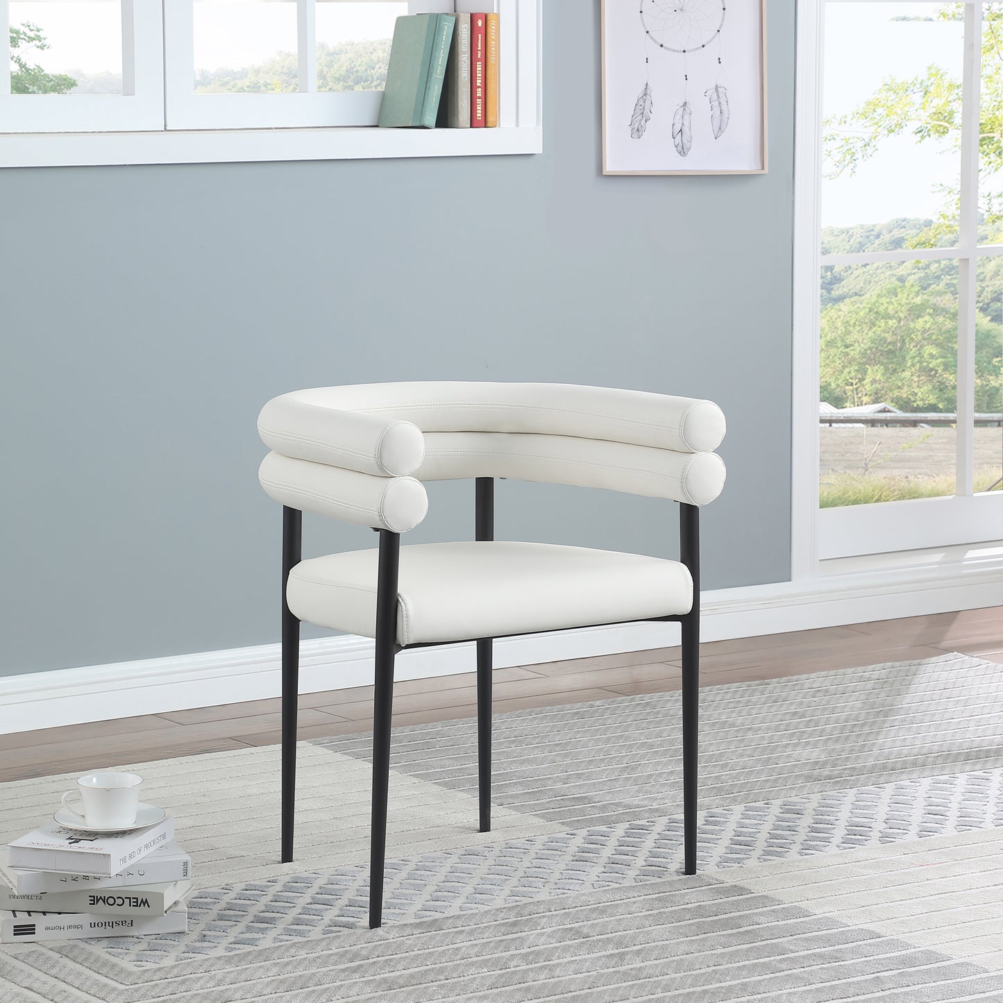 calais cream vegan leather dining chair