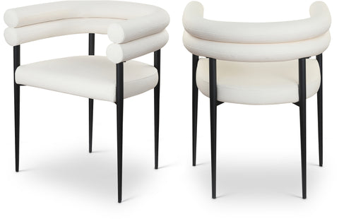 Iris Cream Vegan Leather Upholstered Dining Chair, 2-Piece