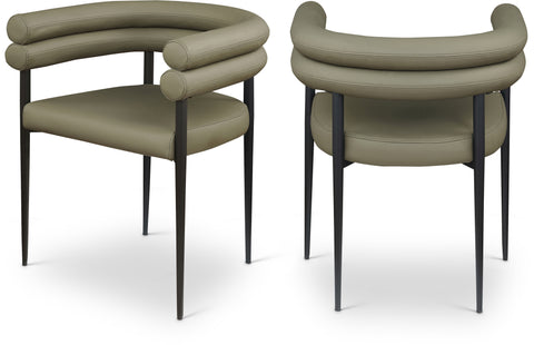 Iris Olive Vegan Leather Upholstered Dining Chair, 2-Piece
