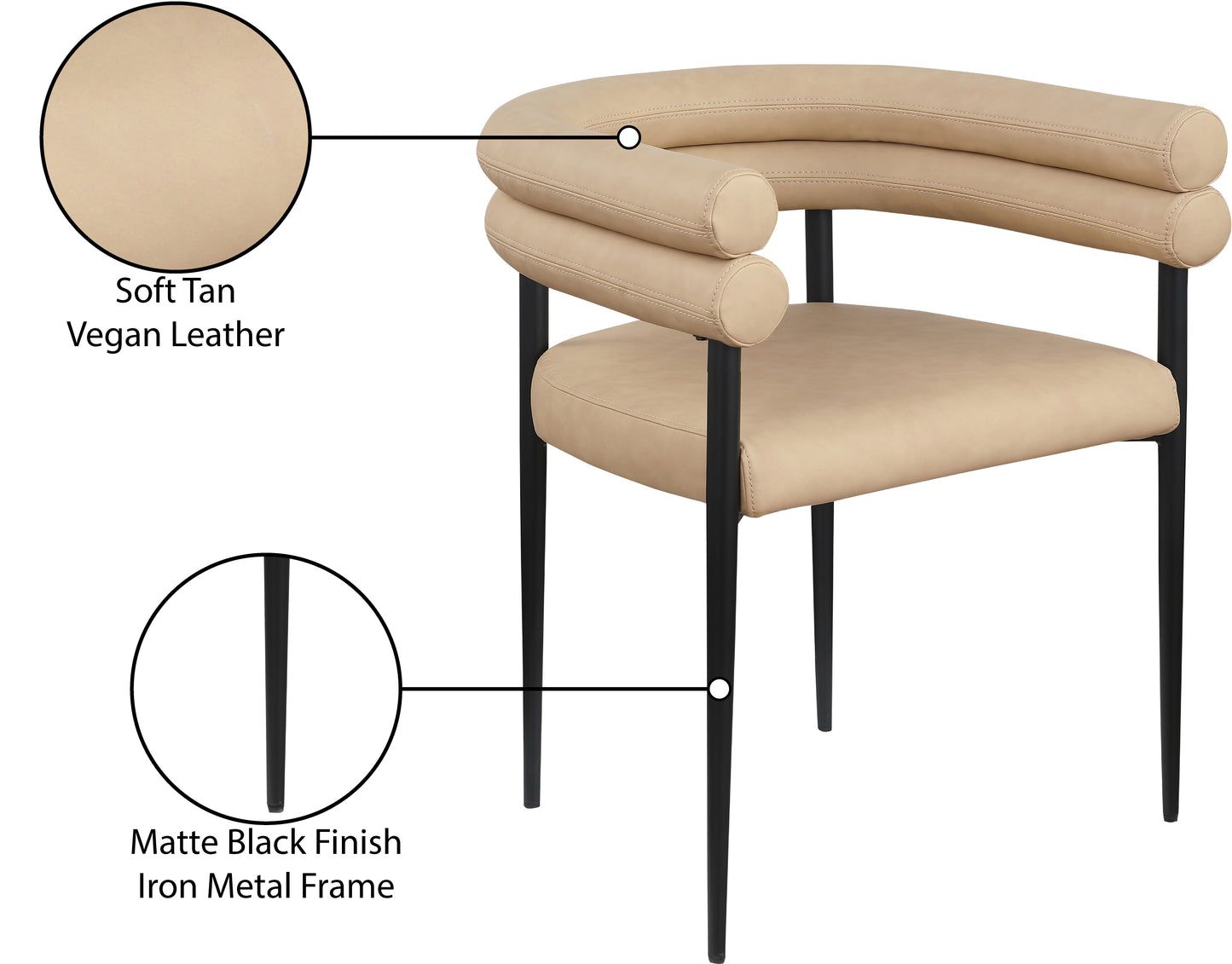 calais tan vegan leather dining chair