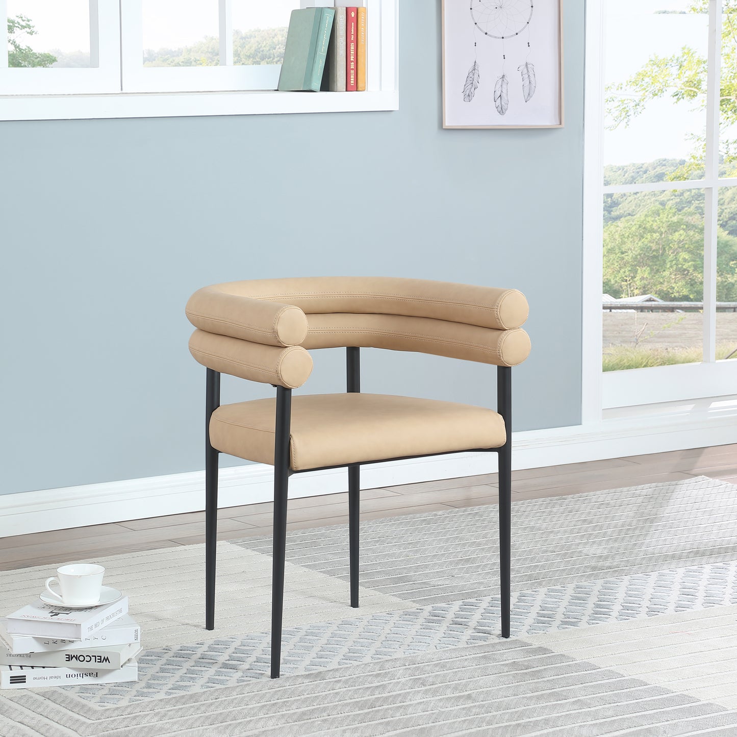 calais tan vegan leather dining chair