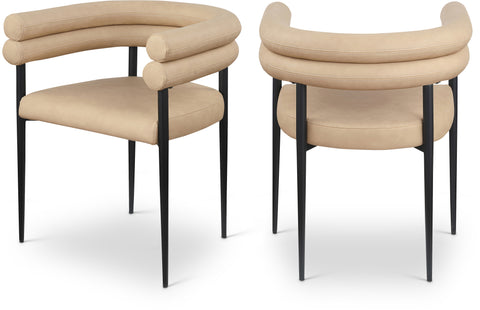Iris Tan Vegan Leather Upholstered Dining Chair, 2-Piece