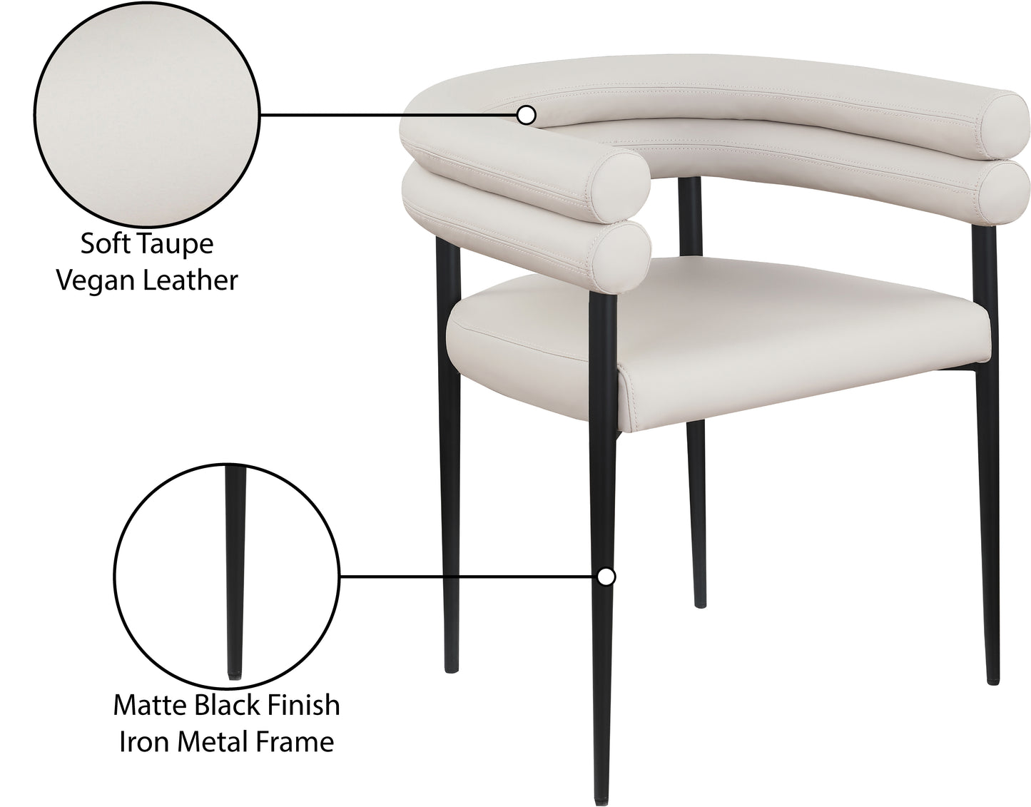 calais taupe vegan leather dining chair