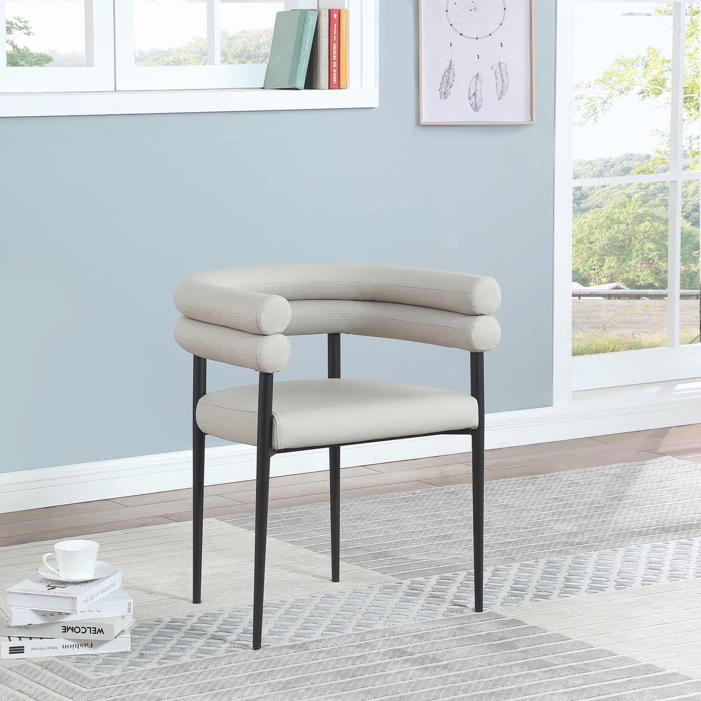 calais taupe vegan leather dining chair