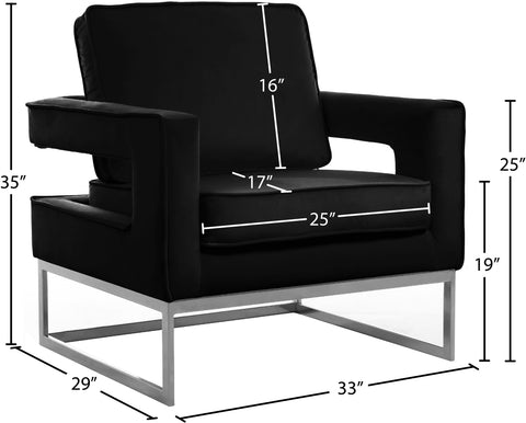 Mila Black Velvet Accent Chair Black