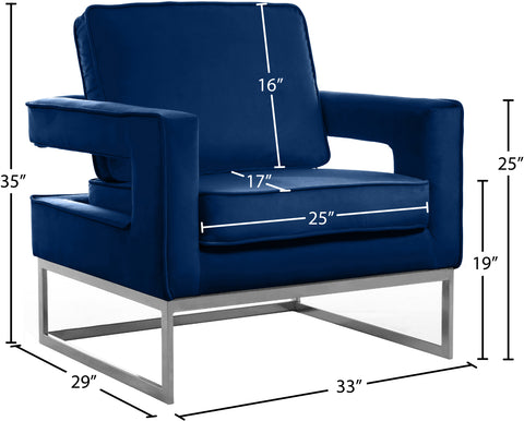 Mila Navy Velvet Accent Chair Navy